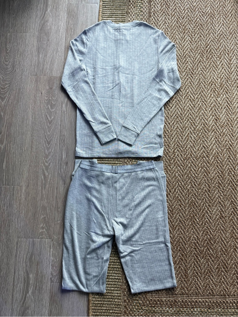 NWT Victoria’s Secret Cozy Pointelle Henley Long Panama Set Light Gray - Picture 2 of 5